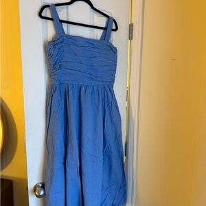 Abercrombie & Fitch Emerson Linen-Blend Wide Strap Midi Dress